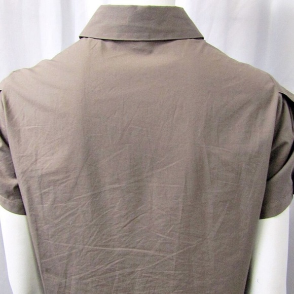 PIAZZA SEMPIONE BLOUSE BROWN SHORT SLEEVE 42 6 - Picture 4 of 7